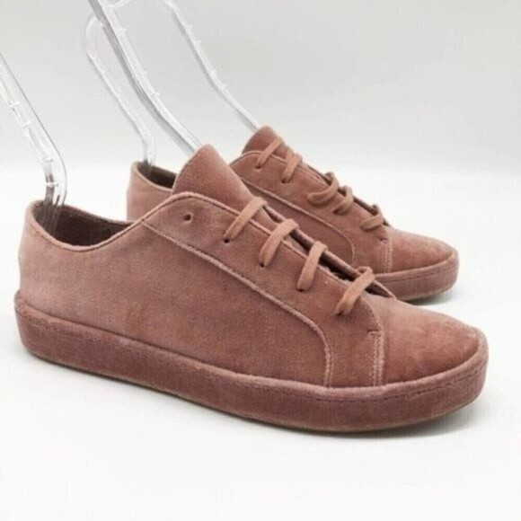 Joie Shoes - JOIE Daryl Velvet Light Mauve Low Top Sneakers 